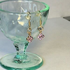 Elegant Gold and Light Pink Flower Earrings